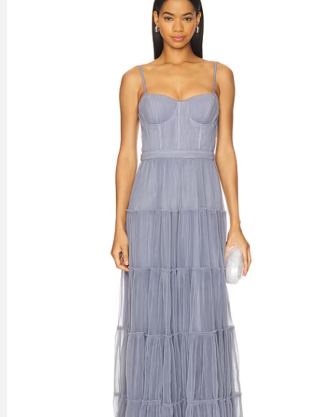 ASTR the Label Mireya Structured Tiered Dress Size Small Dusty Blue
